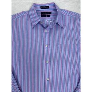 Daniel Cremieux Long Sleeve Shirt Pastel Pink & Blue Stripes New 17.5 36 Denis